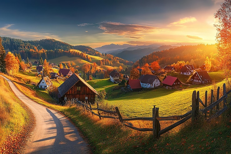 Wektor majestic black forest panorama zapierające dech w piersiach widoki na niemcy czarna przyroda drzewa zielone wzgórza