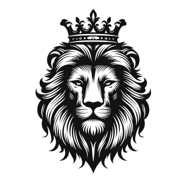 Plik wektorowy majestic mane monochrome lion face logo