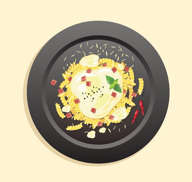 makaron carbonara na talerzu