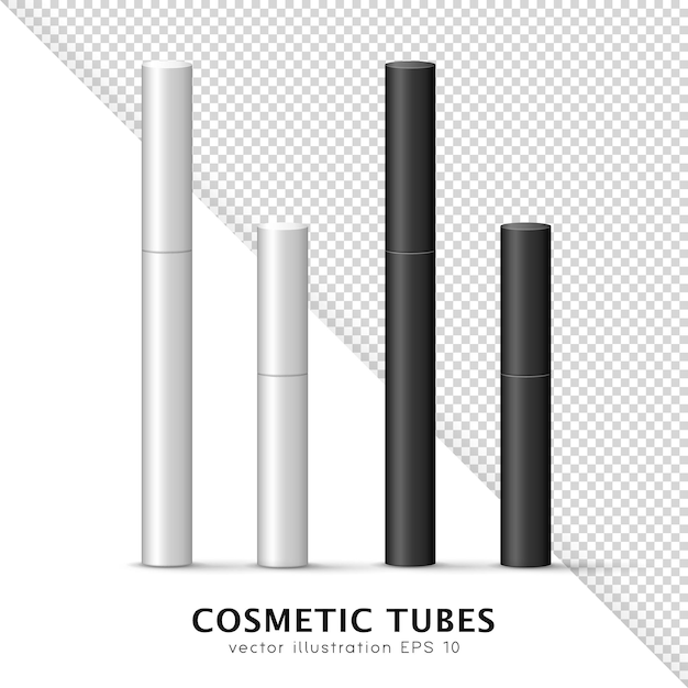 Makieta 3d Czarno-białych Pustych Cienkich Rurek - Tusz Do Rzęs, Błyszczyk, żel, Eyeliner, Olej Itp.