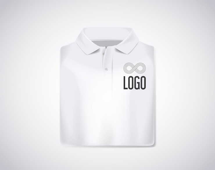 Wektor makieta białej, złożonej koszuli słupowej z logo do reklamy na białym tle