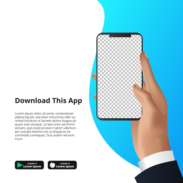 Makieta Do Ręki Trzymającej Aplikację Smarthphone Do Pobrania Oprogramowania.