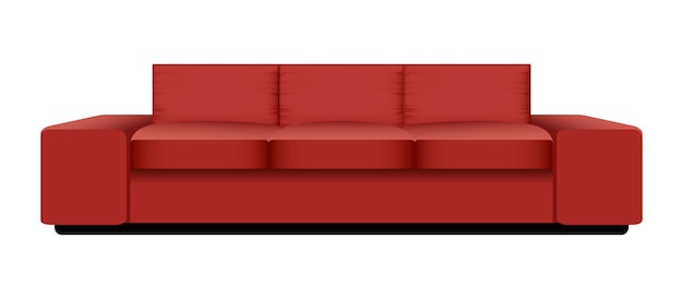 Makieta dużej czerwonej sofy Realistyczna ilustracja makiety wektora dużej czerwonej sofy do projektowania stron internetowych izolowana na białym tle