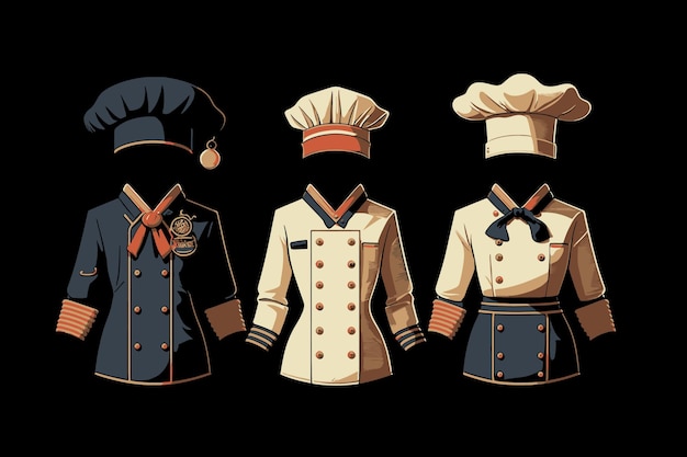 Makieta kulinarnych elementów odzieży roboczej Płaska ilustracja wektorowa