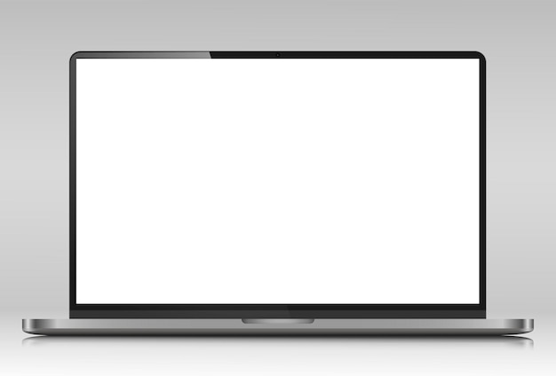Plik wektorowy makieta laptopa ze srebrną obudową i białym ekranem
