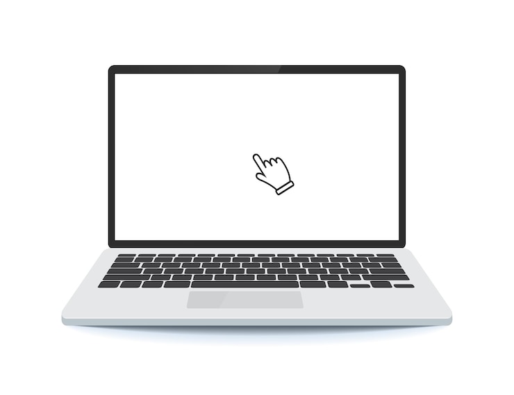 Wektor makieta laptopa ze strzałką na ekranie. ikona komputera przenośnego.
