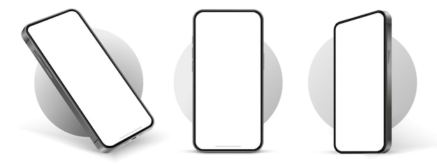 Makieta smartfona 3D wysokiej jakości z innym kątem i izolowanym tłem dla aplikacji mobilnej pokazowej