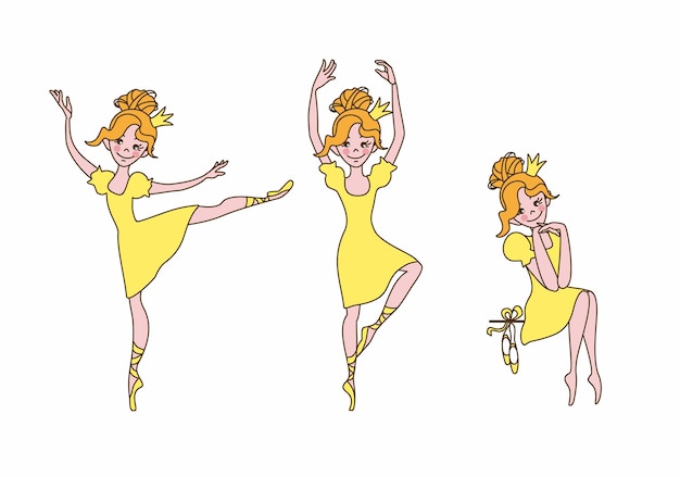 Plik wektorowy mała balerina tańczy balet pozuje dziewczyna księżniczka ilustracja wektorowa