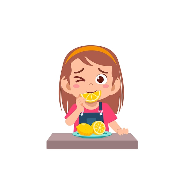 Mała Dziewczynka Je Kwaśną Cytrynę I Pokazuje Zabawne Wypowiedzi