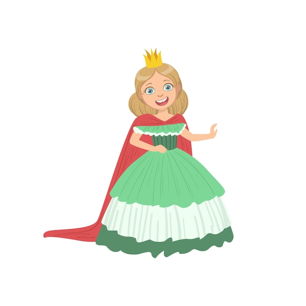 Mała Dziewczynka W Zielonej Sukience Przebrana Za Księżniczkę Z Bajki
