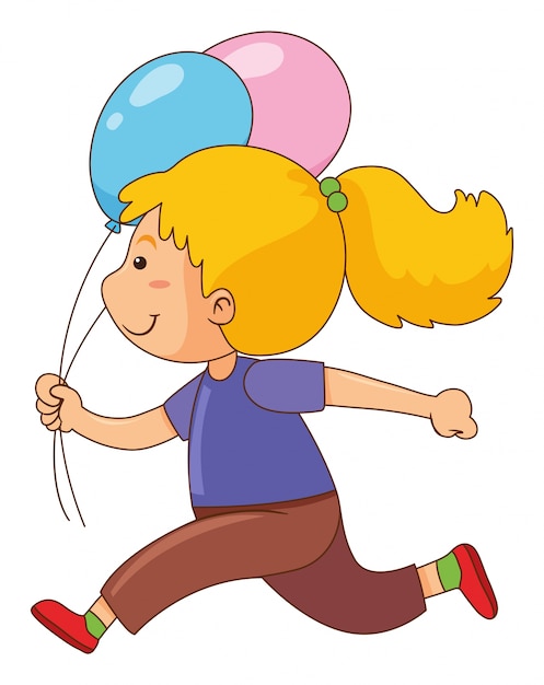 Plik wektorowy mała dziewczynka z dwa balonami