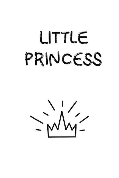Plik wektorowy mała księżniczka minimalistyczny plakat lub wizytówka na urodziny