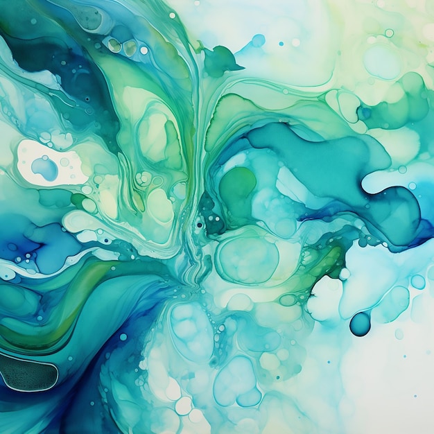 Plik wektorowy malarstwo wodne atrament abstrakcyjny wzór tekstura zielony nowoczesny projekt płynny efekt artystyczny płynny tył