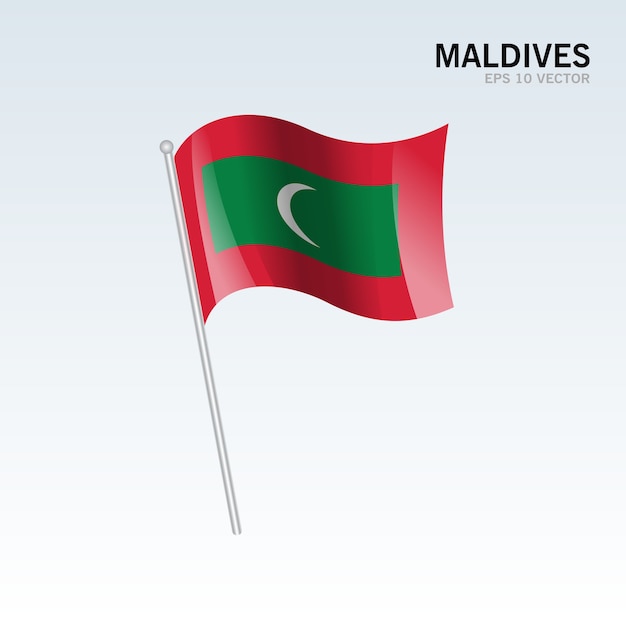 Maldives Macha Flaga Odizolowywającą Na Popielatym Tle