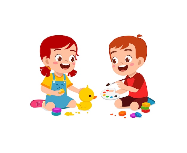 Małe Dzieci I Przyjaciel Bawią Się Glinianą Plasteliną Z Zabawkami