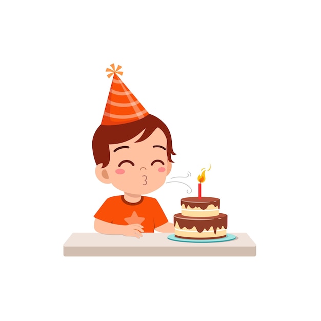 Plik wektorowy małe dziecko cios świeczki na przyjęciu urodzinowym