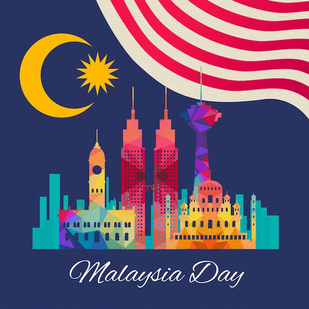 Malezja Dzień Z Flagą I Budynkiem