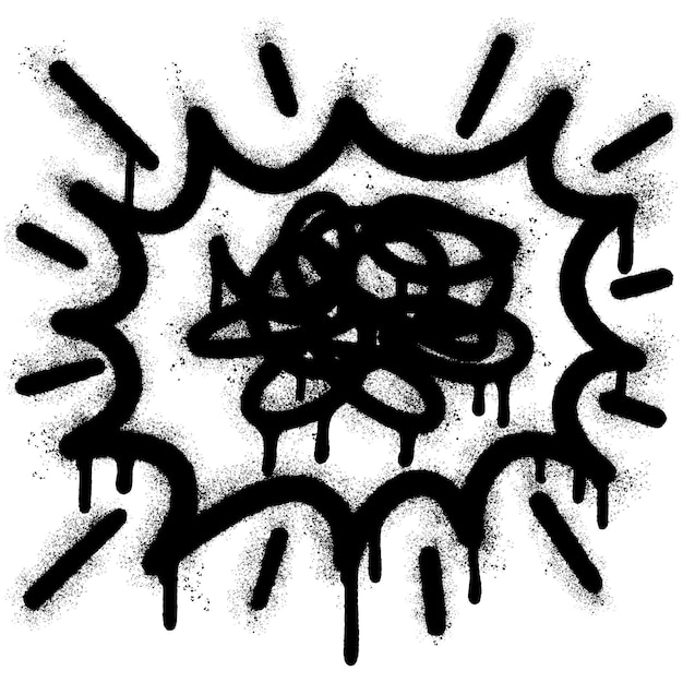 Malowane sprayem graffiti Bańka zestresowanych myśli Spryskana izolowana na białym tle graffiti Symbol dymka z nad sprayem w kolorze czarnym nad białym Ilustracja wektora