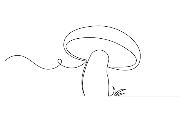 Malowanie jednej linii grzybów minimalistyczne Grzyby izolowane ciągła ilustracja wektorowa