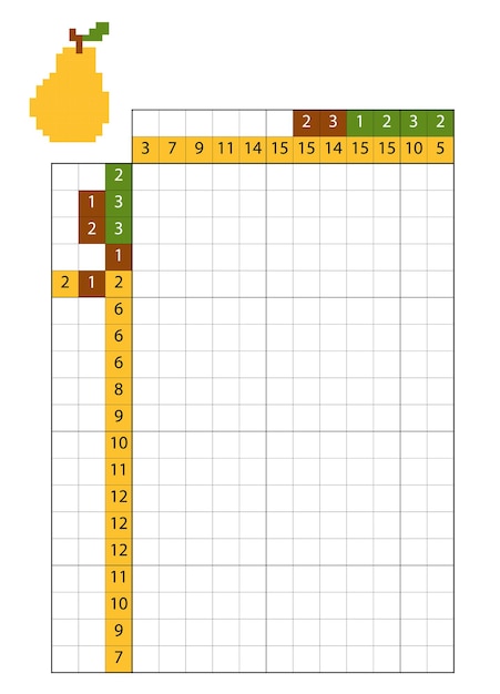 Malowanie Po Numerach (nonogram), Gra Edukacyjna Dla Dzieci, Gruszka