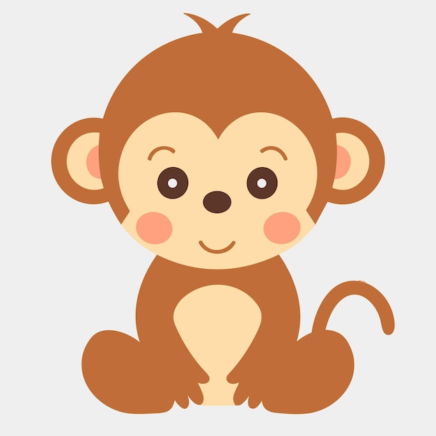 Małpa clipart ładny styl kreskówkowy pastelowy projekt płaski ilustracja