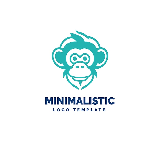 Małpa Głowa Logo Szablon Ładny Goryl Minimalne Logo Ikona Śliczne Logo Szympansa Izolowane