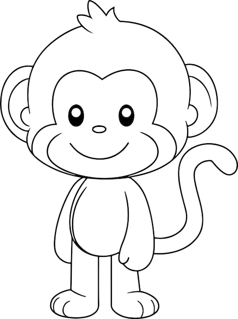 Małpa ilustracji wektorowych Czarno-biały zarys Małpa kolorowanka lub strona dla dzieci