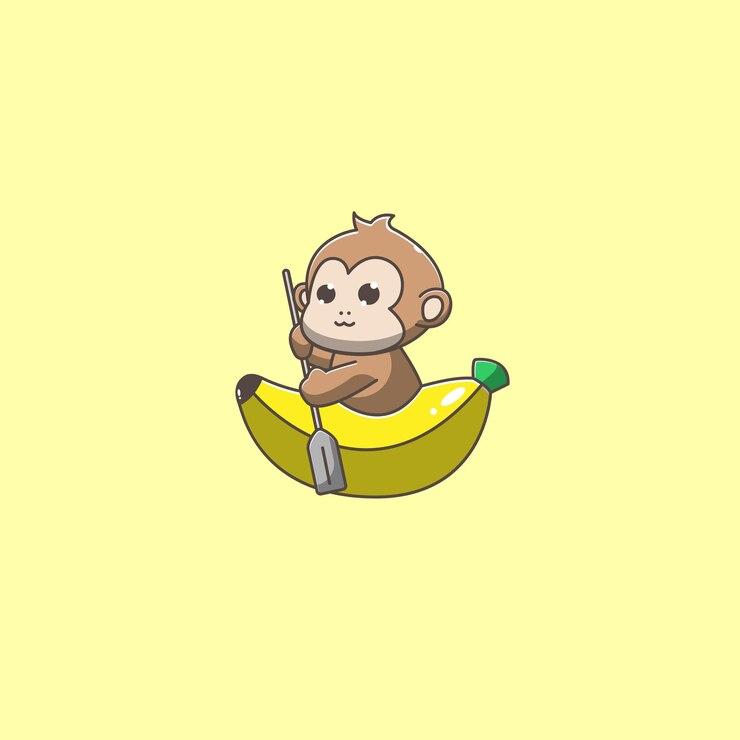 Małpa na bananowej łodzi