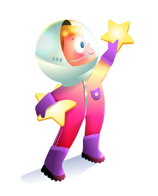 Mały chłopiec astronauta lub kosmonauta trzymający gwiazdę