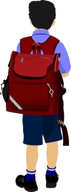 Plik wektorowy mały chłopiec idzie do szkoły powrót do szkoły ilustracja wektora