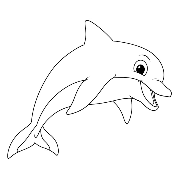 Mały Delfin Kreskówka Ilustracja Zwierząt Bw
