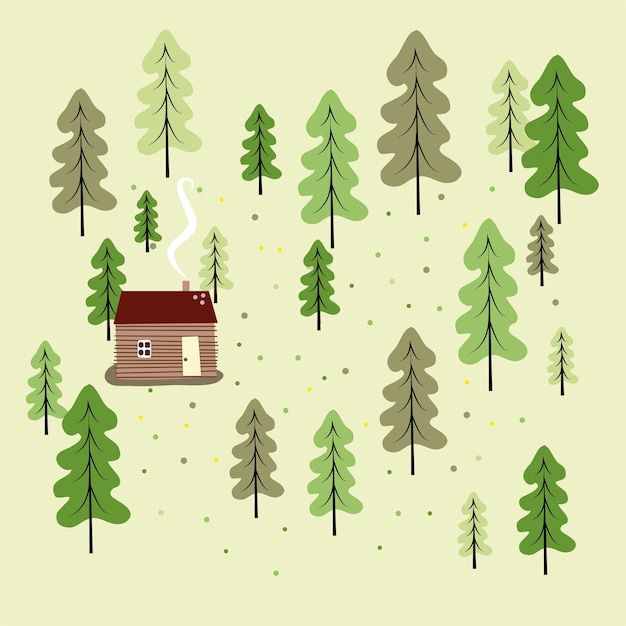 Mały Drewniany Domek W Sosnowym Lesie