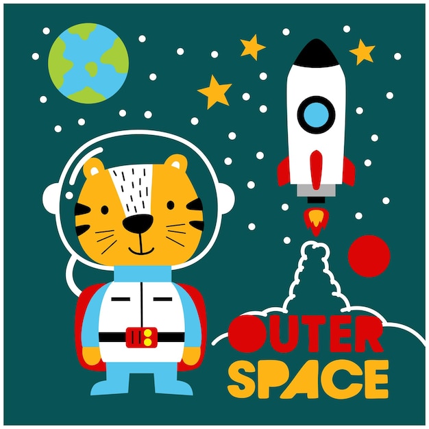 Plik wektorowy mały kot astronauta zabawna kreskówka