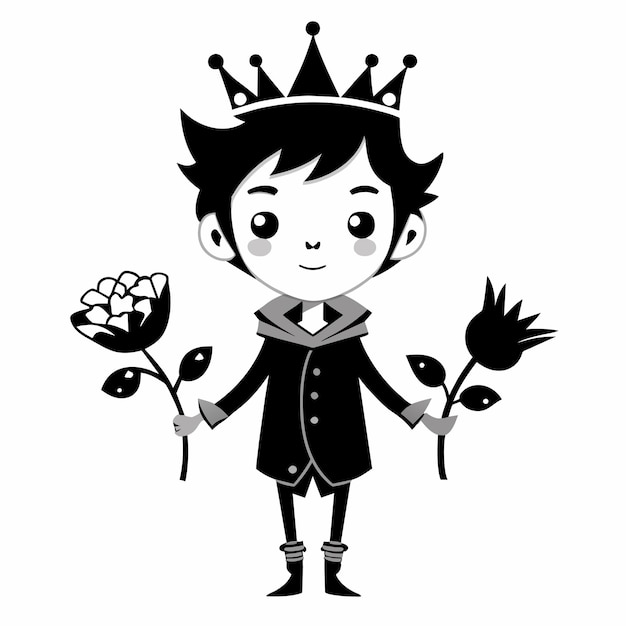 Plik wektorowy mały książę ręcznie narysowany płaski stylowy naklejka kreskówkowa ikonka koncepcja izolowana ilustracja
