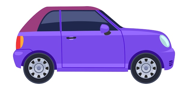 Plik wektorowy mały samochód miejski. fioletowy widok z boku samochodu