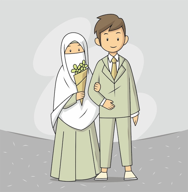 Plik wektorowy małżeństwo pary muzułmańskiej