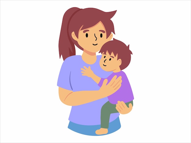 Mama trzyma dziecko lub ilustrację postaci ludzi