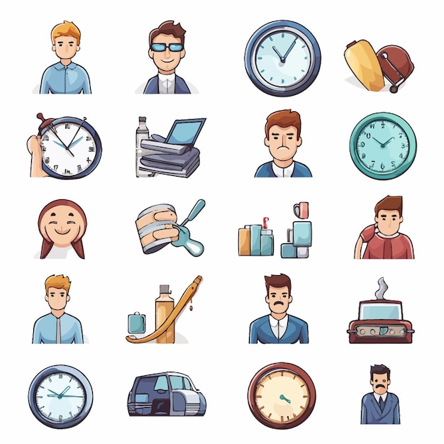 Man_daily_routine_icons_vector