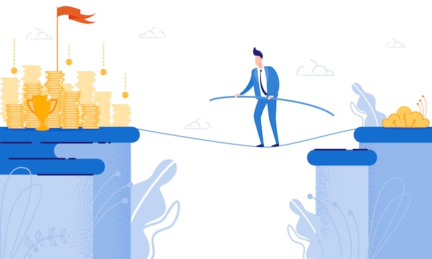 Man Goes on Tightrope View z przodu Coin.