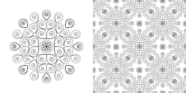 Mandala Czarno-biały Element Dekoracyjny Obrazek Do Kolorowania