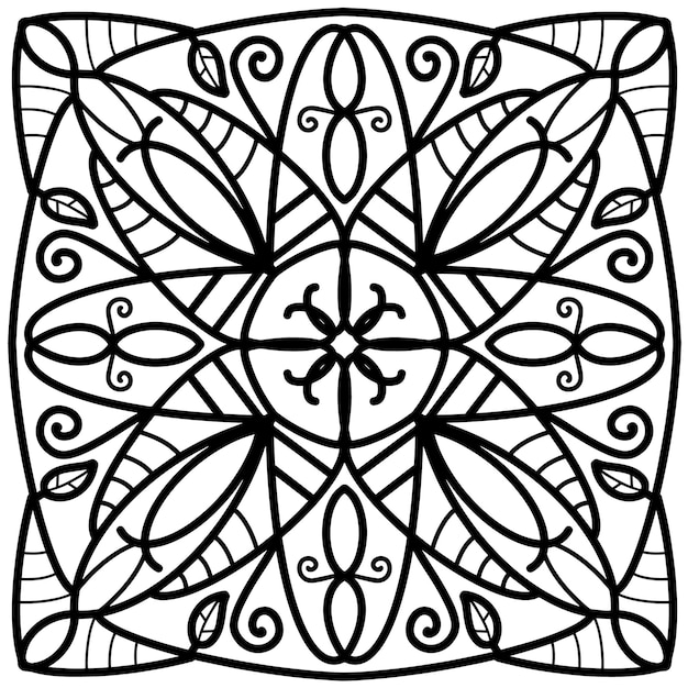 Mandala Czarno Na Białym Tle Element Dekoracyjny Okrągły Geometryczny Abstrakcyjny Grafik
