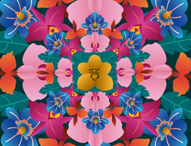 Plik wektorowy mandala de flores orquideas digitales