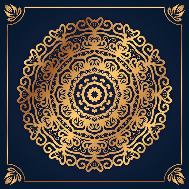 Mandala Design Arabis Islamski Styl Tła Złoty Kolor Wektor Premium