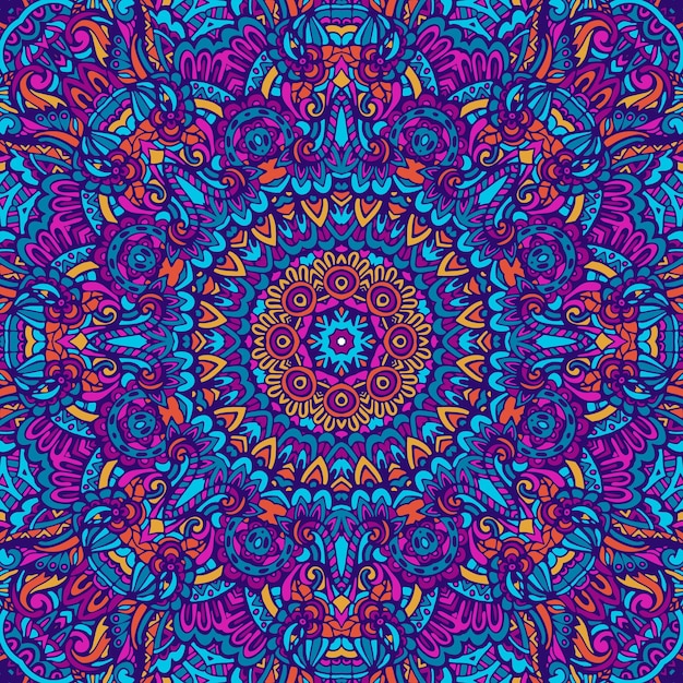 Mandala Doodle Kwiat Fantasy Zdobione Tło