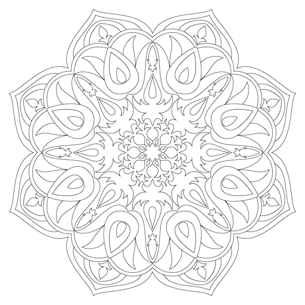 Mandala. Etniczne Elementy Dekoracyjne. Ręcznie Rysowane Tła. Islam, Arabski, Indyjski, Motywy Otomańskie. Monochromatyczny Symbol Mandali