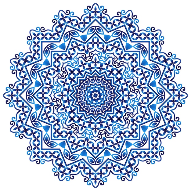 Plik wektorowy mandala indyjski medalion antystresowy abstrakcyjny islamski kwiat arabski design henna symbol jogi biały tło ilustracja wektorowa