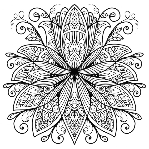 Plik wektorowy mandala lotus design dla kolorowanka