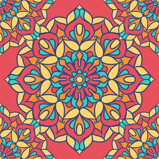 Mandala okrągły ornament bezszwowe wzór, etniczny kwiatowy wzór, elementy dekoracyjne w stylu vintage