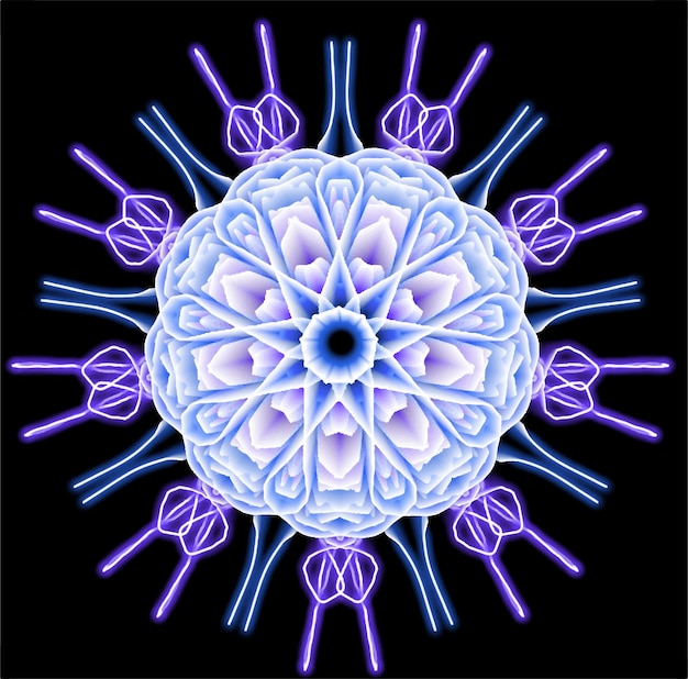 Mandala piękny vintage okrągły wzór ilustracji wektorowych psychodeliczna kompozycja neon indyjski buddyzm duchowy tatuaż joga duchowość naklejka patch plakat projekt graficzny