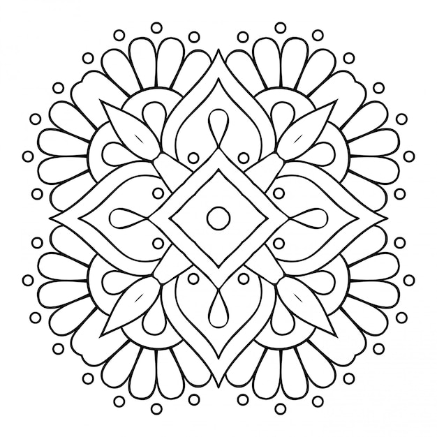 Mandala Prosta Grafika Liniowa, Element Dekoracyjny.